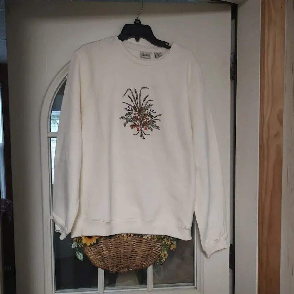 New Classic Elements Cream Bouquet Sweatshirt Top Size Women's XL 18